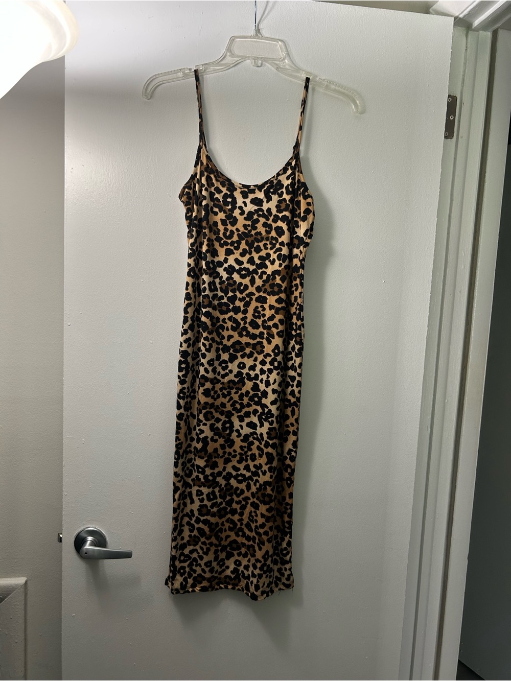 Leopard Print Slip Dress - Tan and Black